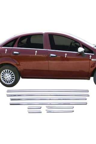 Fiat Linea Krom Cam Çıtası 8 Parça P.çelik 2007 Ve Sonrası