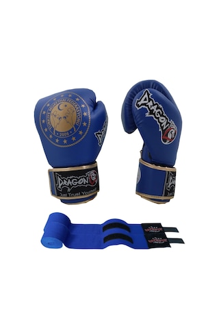 Martina Muay Thai Federasyon Onaylı Müsabaka Eldiveni Ve Whiteface Bandaj 2'li Set Mavi