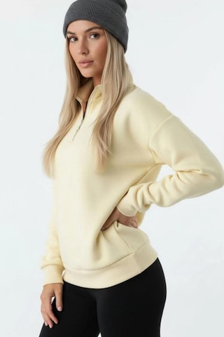 Rovebella Sole Fermuar Detaylı Dik Yaka Sweatshirt Sarı