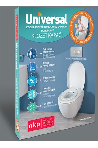 NKP Üniversal Çocuk Adaptörlü Yavaş Kapanır Klozet Kapağı(CLZ)