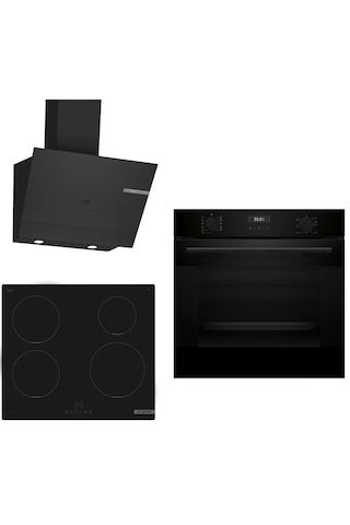 Bosch HUA717BA0T - PUE611BB5E - DWK67PJ60T İndüksiyon Ocaklı Siyah 3 Lü Ankastre Set 637