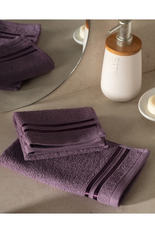 Madame Coco Maynor Bordürü Floşlu 2'li %100 Pamuk El Havlusu - Mürdüm 8684427114407 MÜRDÜM