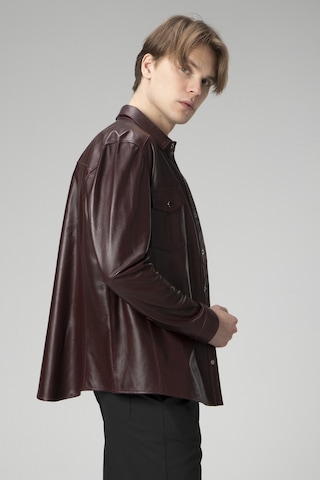 Dericlub Wm201 Erkek Gerçek Deri Gömlek Bordo