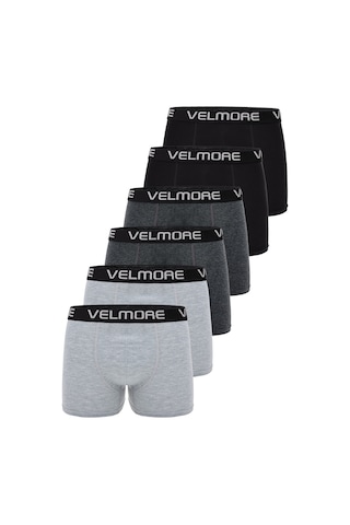 Velmore 6 Lı Kutu Premium Erkek Boxer Likralı Ve Pamuklu İç Giyim Siyah-antresit-gri