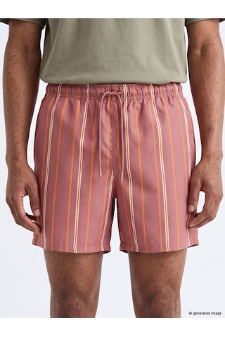 Lcw Swımwear Pembe Kısa Boy Çizgili Erkek Deniz Şortu