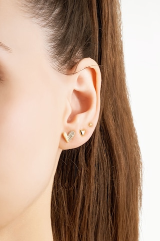 Love 18 Ayar Sarı Altın Kaplama Gümüş Çoklu Küpe Sarı