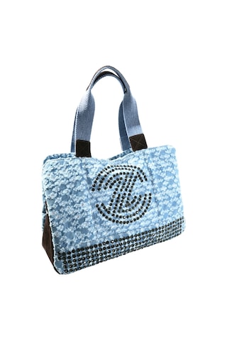Biem Accessory Biem Açık Mavi-yırtık Desen Denim Salaş-retro Taş Trok Döşemeli Çok Gözlü Çanta Çok Renkli