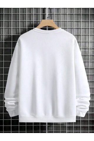 Adrift Manfinity Hypemode Bear Print Drop Shoulder Sweatshirt Beyaz Beyaz