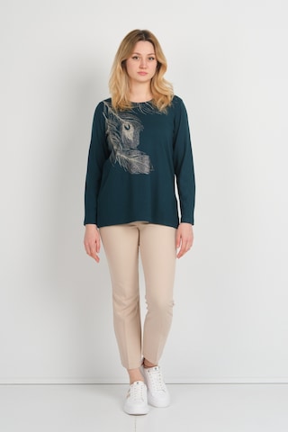 Detay Triko Kadın Taş İşlemeli Ve Desenli Bisiklet Yaka Uzun Kol Anne Bluz 5721 Zümrüt Zümrüt