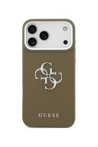 Apple Uyumlu iPhone 17 Pro Max Kılıf Guess Lisanslı Grained 4g Metal Büyük Logolu Kapak Kahverengi Kahverengi