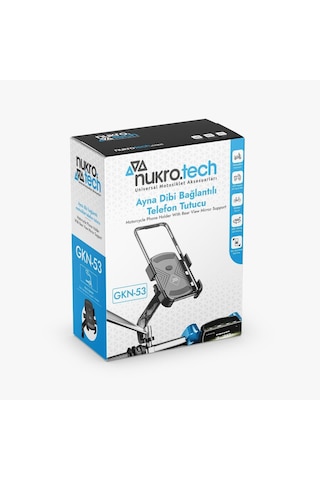 Nukrotech Gkn53 Ayna Dibi Bağlantılı Motosiklet Telefon Tutucu Siyah