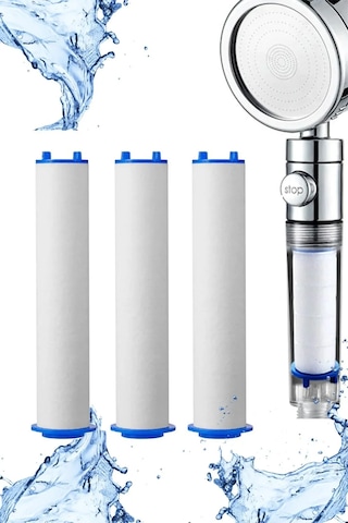 3'lü Yedek Duş Başlığı Filtresi - Görselde Ki Tüm Modellere Uyumludur Beyaz