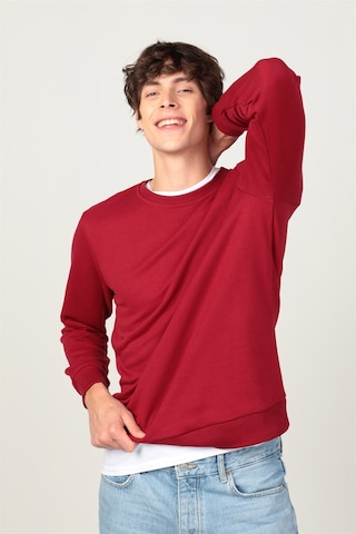 Tudors Bisiklet Yaka Basıc Unisex Sweatshirt-25825 Bordo