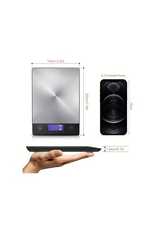 Dashanshop Paslanmaz Çelik Siyah Mutfak Terazisi Şarj Edilebilir 304 Çelik 14 97 Kg Lcd Ekran Tip C Şarj Tare Fonksiyonu Otomatik Kapanma Birim Dönüşümü Pişirme Ve Fırın İçin -