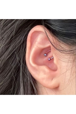 Çelik Tragus 6 Mm Helix Piercing Hologram Renk Ucu Toplu Renkli