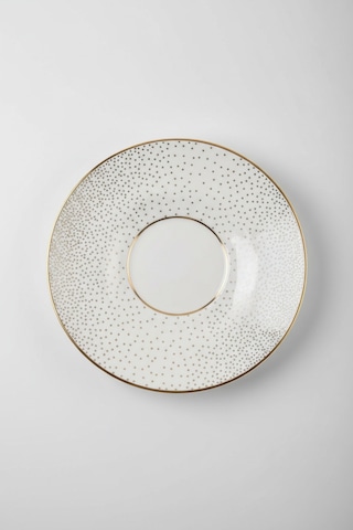 6 Kişilik Noktalı Altın Yaldızlı Çay Tabağı 12cm Beyaz