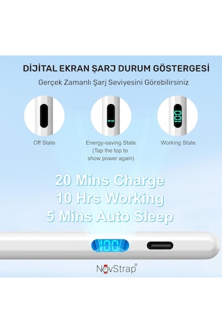 Novstrap İpad A16 11 Nesil 10. Nesil 10.9 İle Uyumlu Dokunmatik Tablet Kalemi Pen Dz915 Şarj Ekranlı Avuç İçi Reddi Stylus