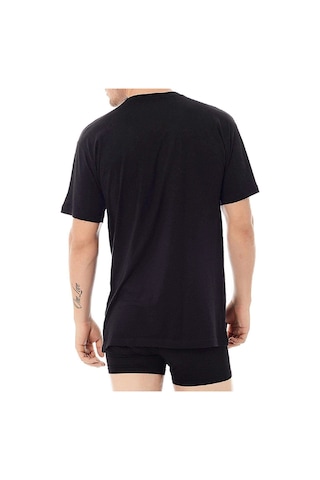 Kom Kısa Kol Sıfır Yaka Koton Modal Erkek Eduardo 2li T-shirt Siyah