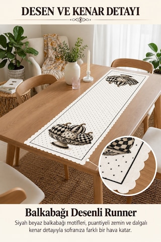 Vivanni Home Yıkanabilir Dikdörtgen Runner Günlük Kullanıma Uygun, Pratik Ve Uzun Ömürlü Siyah Beyaz