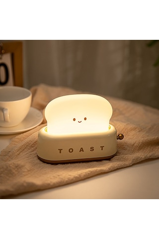 Sarı Tost Gece Lambası Şarjlı & Pilli Sevimli Led Işık,hediyelik Led Lamba Sarı