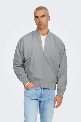 Only & Sons Erkek Onsgavın Ribanalı Mevsimlik Spor Bomber Ceket 22030757 Gri Gri