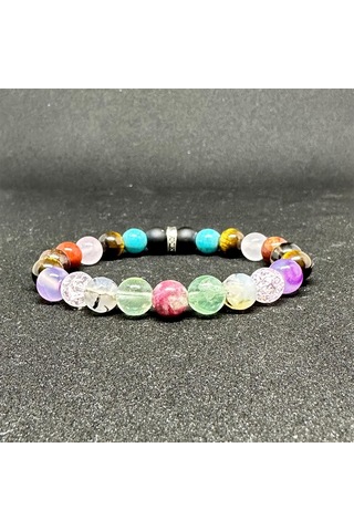 Oğlak Burcu Bilekliği 8mm Doğaltaş Bileklik - 18 Cm Çok Renkli