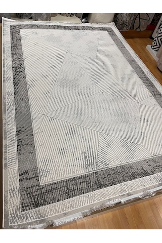 Bertuğ Halı Ada Serisi 010 Salon Oturma Odası Halısı 6m2 200x290 Beyaz - Gri