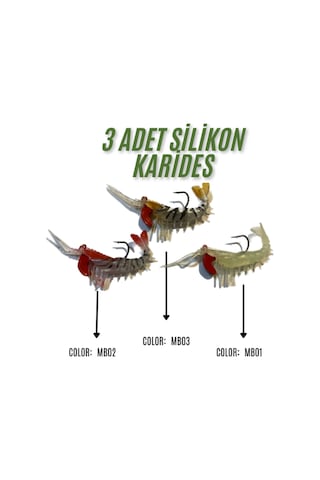 3 Renk Görünümlü Silikon Karides 7 Gram