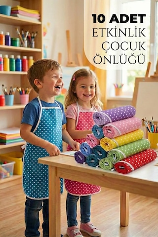 10 Adet Karışık Çocuk Önlüğü Kreş Anaokulu Etkinlik Boyama Önlüğü Sıvı Geçirmez Süngerli 2-8 Yaş