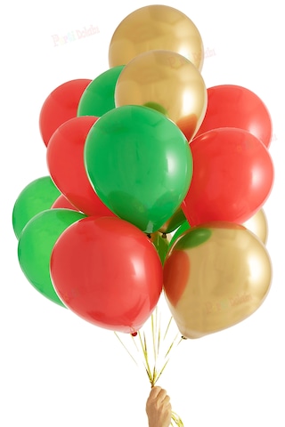 12'li Yılbaşı Balon Metalik Yeşil Kırmızı Gold Yeni Yıl Dekorasyo