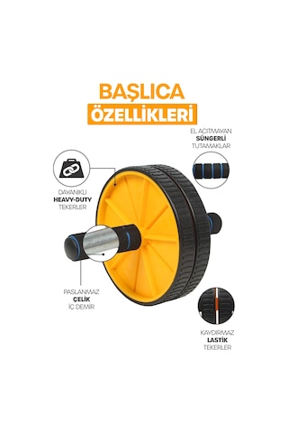 Fitness Karın Egzersiz Aleti Ab Roller 2x Tekerlekli Mekik Ev Spor İncelme Kas Yapma Aleti S309