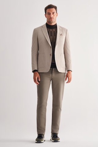 İmza Bej Mono Yaka Desenli Örme Astarlı Çift Yırtmaç Esnek 4 Drop Comfort Fit Classic Ceket 1002255112 Bej