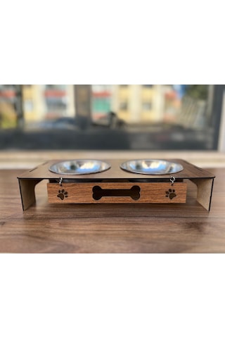 Modern Tasarımlı Ahşap Evcil Hayvan Mama Kabı