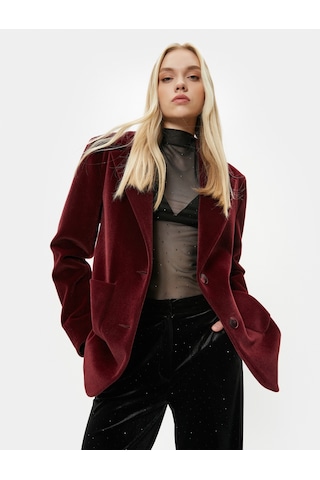 Koton Melis Ağazat X Koton - Cep Detaylı Düğmeli Mont Bordo 4wak00322ew 4WAK00322EW457 Bordo