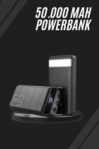 Taşınabilir Powerbank 50.000 Mah 4 Girişli Hızlı Şarj Led Göstergeli Fenerli Şarj Çok Renkli
