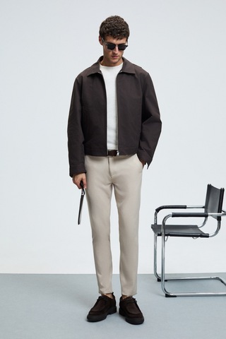 Grımelange Crudo Erkek Yanları Ve Arkası Cepli Fermuarlı Regular Fit Dokuma Bej Pantolon Bej