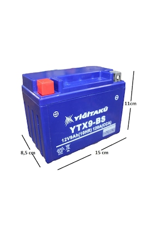12 V 9 Ah Amper Ytx9 Bs Yiğit Akü Motosiklet Aküsü