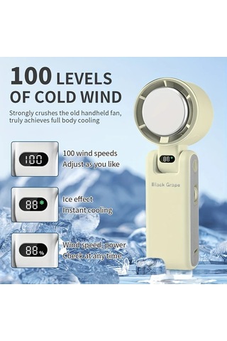 Xuweiwei 2025 Yeni Kahverengi Şarj Edilebilir El Tipi Dijital Ekranlı Turbin Fan Güçlü Taşınabilir Type C 12 Saat Pil Ömrü