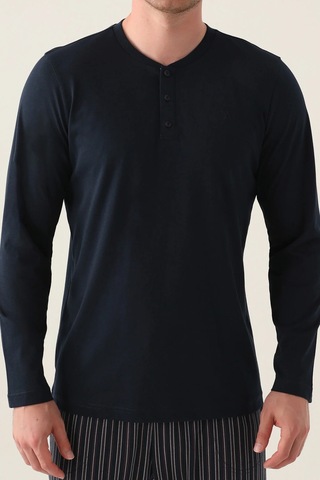 Arnetta 3013 Pamuk Uzun Kol Erkek Pijama Takımı Navy Lacivert