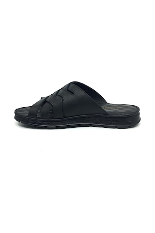 Taşpınar %100 Deri İçi Dışı Ortopedik Erkek Yazlık Rahat Terlik 40-45 Siyah