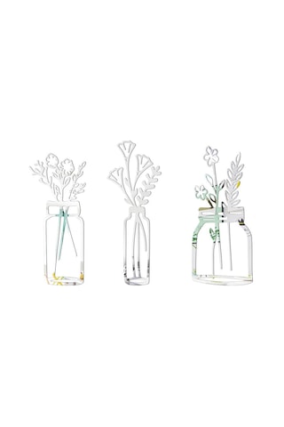 Duvar Çıkartmaları 3d Çiçek Vazosu Gümüş S Gümüş S Diğer