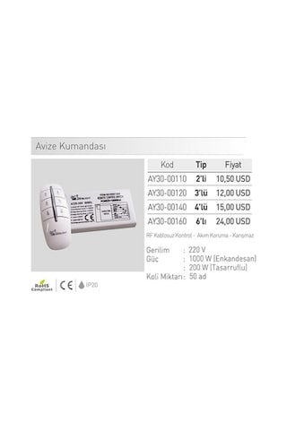 Ack Marka Üçlü Avize Kumandası 413962515