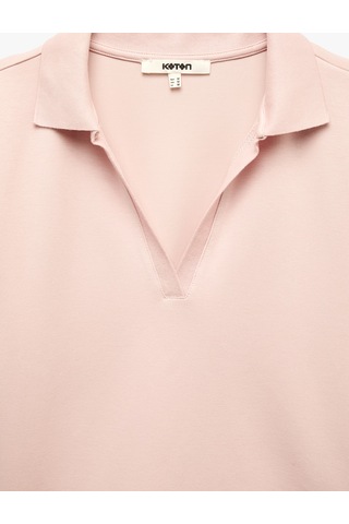Koton Regular Fit Kısa Kollu Polo Yaka Tişört Pembe 7wak50070ek Gül