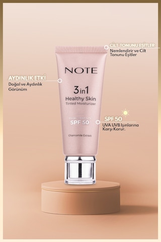 Note Cosmetics 3 İn 1 Healthy Skin Tinted Moisturizer Spf 50 Renk Ton Eşitleyici Aydınlatıcı Krem 00 Light Açık Ton