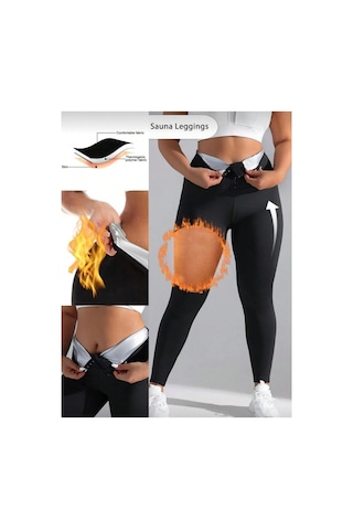 Fit Women Yüksek Bel 3 Kademeli Agraflı Termal Tayt Siyah