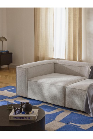 Most Mollis Köşe Modül Berjer Silinebilir 01 Lüks Bukle Beyaz Kum Beyaz