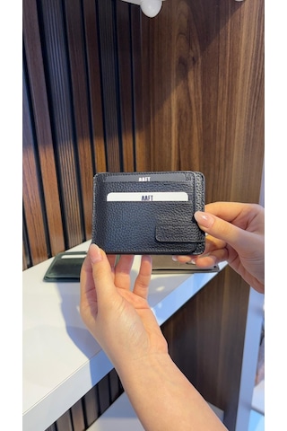 Mft Leather Hakiki Deri Mıknatıslı Kartlık Mona 1103 Siyah
