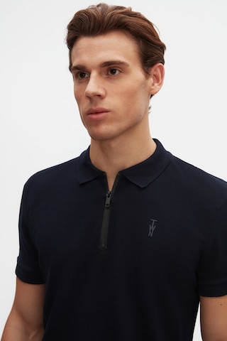 Twn Slim Fit Lacivert Pike Dokulu Yarım Fermuarlı Polo Yaka T-shirt 4ec14ortfrplo Lacivert