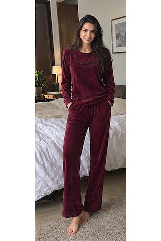Mihra Mıhra Kadife Mürdüm Sweet Night Kadın Pijama Takımı Bordo