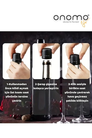 Life Vakumlu Sızdırmaz Şarap Şişesi Tıpası Siyah